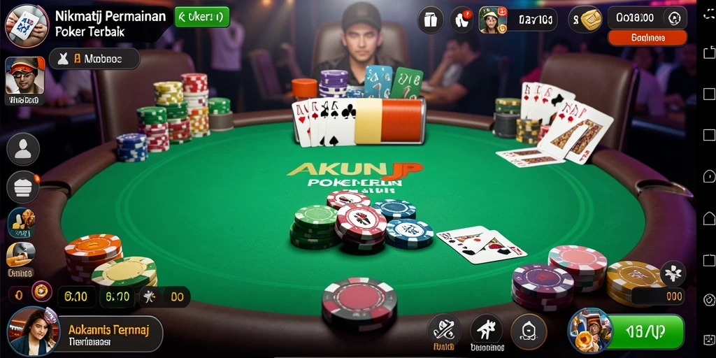 Tampilan gameplay poker yang mengasyikkan di AKUNJP.
