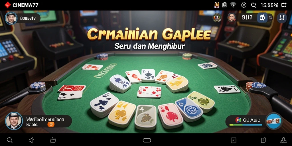 Screenshot gameplay CINEMA77 menampilkan aksi seru permainan Gaple.