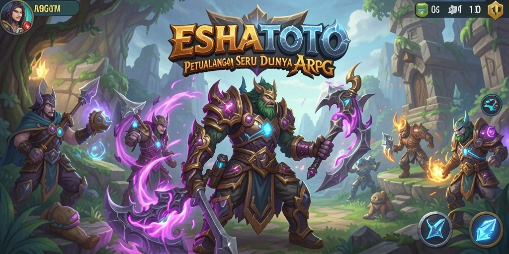 Screenshot dari gameplay seru ESHATOTO dengan aksi pertarungan ARPG.