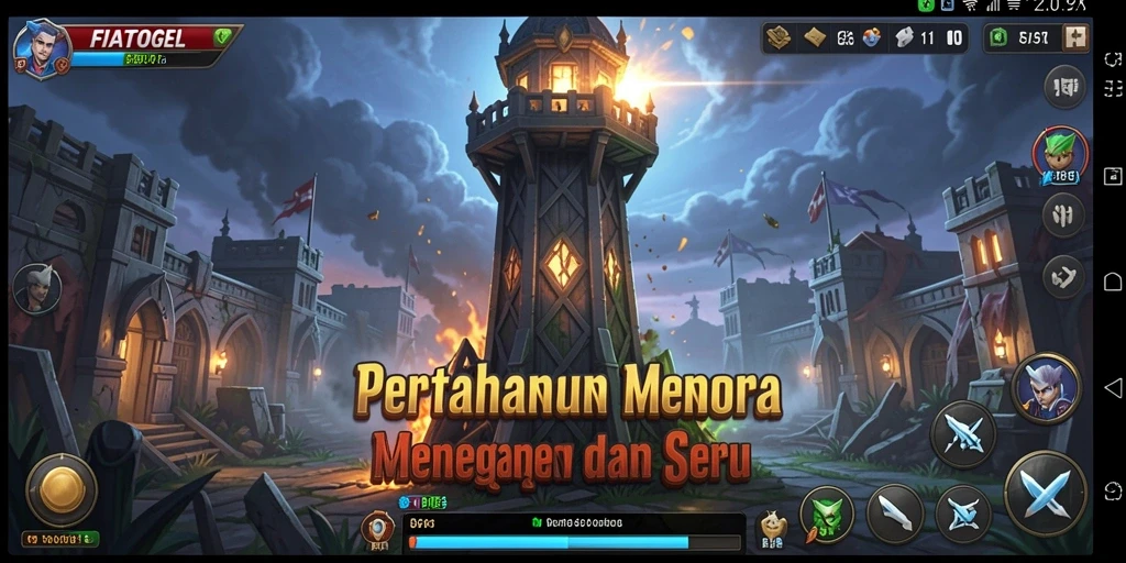 Screenshot menunjukkan aksi seru dalam permainan <strong>FIATOGEL</strong> Tower Defense.