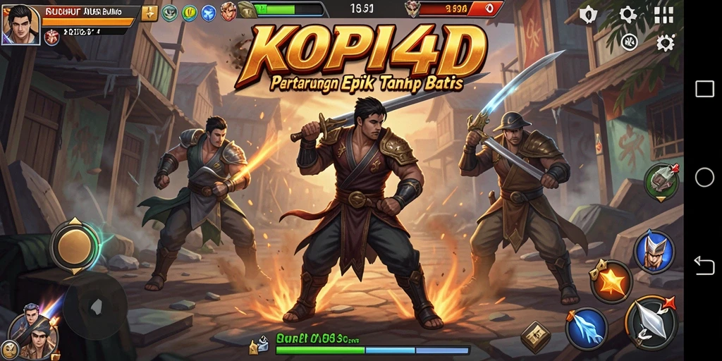 Tampilan screenshot gameplay <strong>KOPI4D</strong> menampilkan aksi pertarungan yang intens dan dinamis.