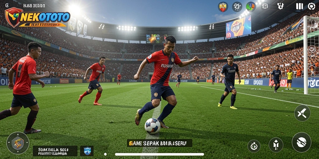 Tangkapan layar utama <strong>NEKOTOTO</strong> menampilkan aksi seru dalam pertandingan sepak bola.