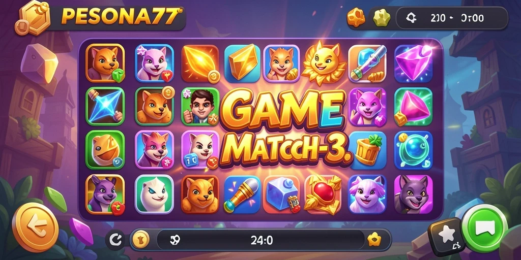 Tampilan gameplay PESONA77 yang penuh warna dan menantang.