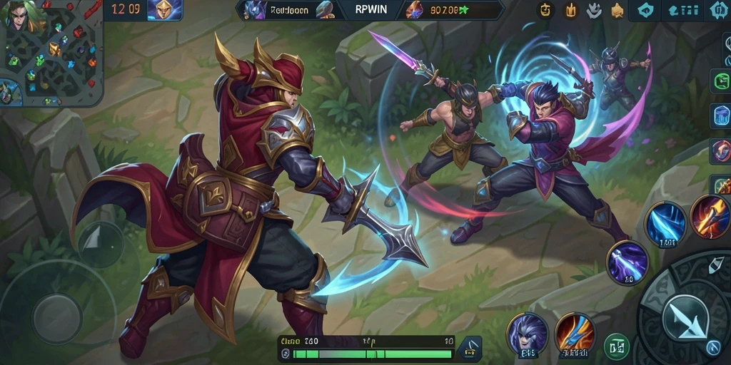 Tampilan gameplay mendebarkan RPWIN dengan aksi pertarungan tim.
