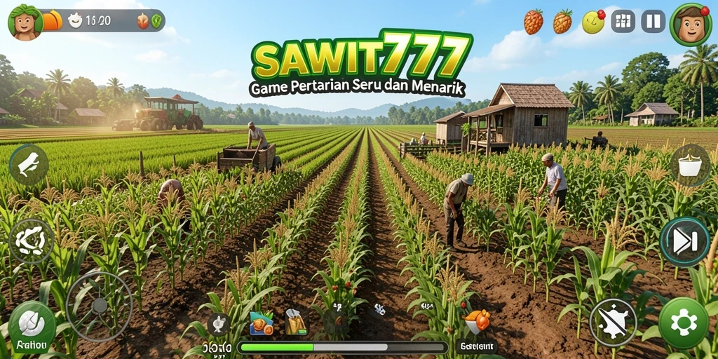 Tangkapan layar gameplay SAWIT777 menampilkan aktivitas bertani yang seru.