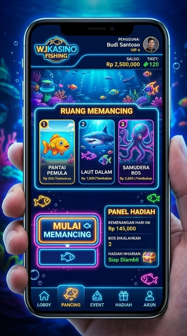 Tampilan antarmuka utama wjkasino yang menarik.